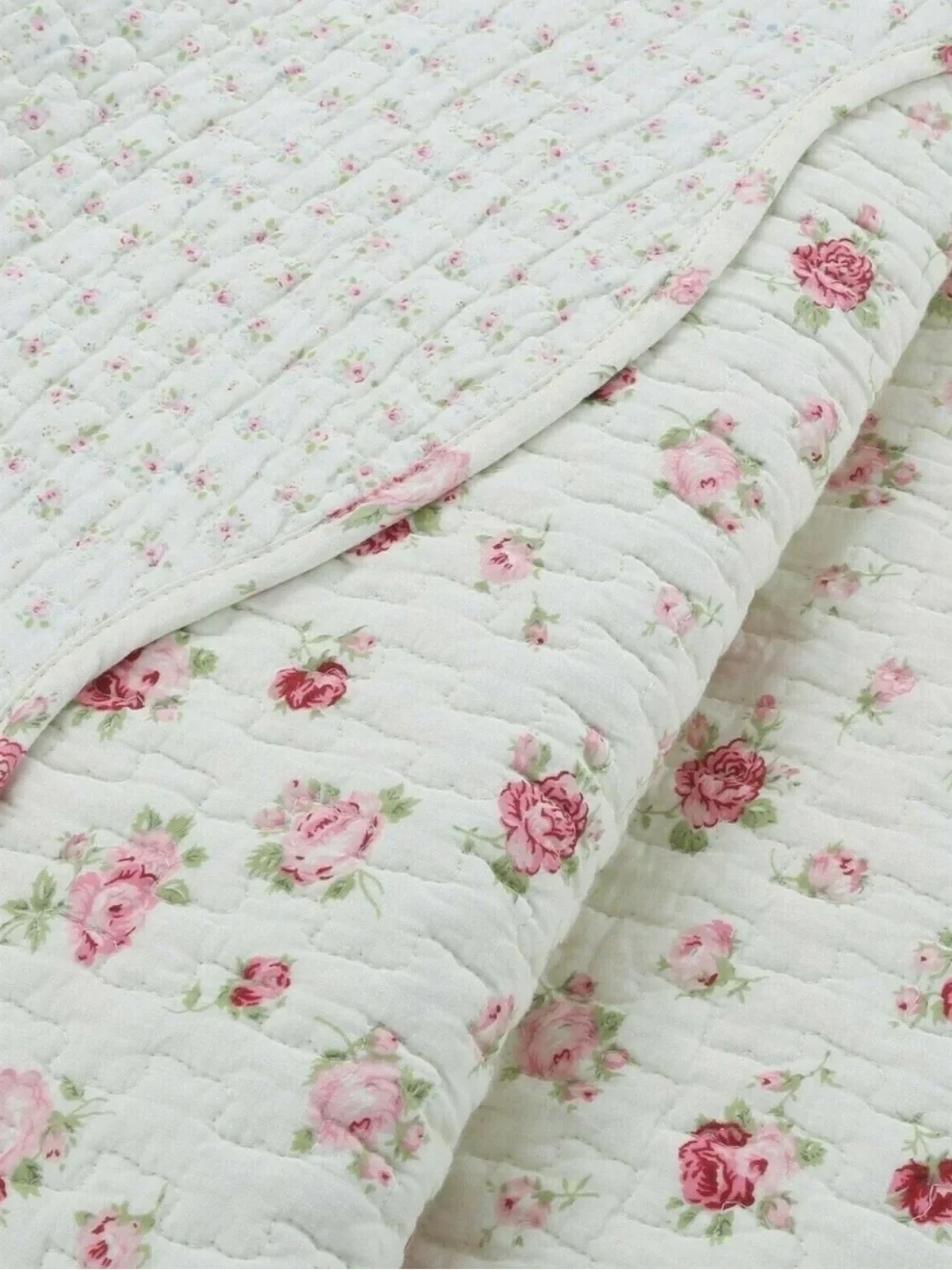Shabby Chic Floral King Quilt 100% Cotton 1 Pillow Sham